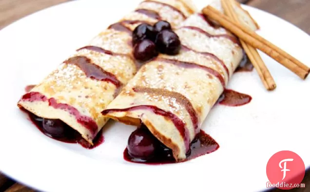 Cinnamon Crepes W/ Blueberry Compote