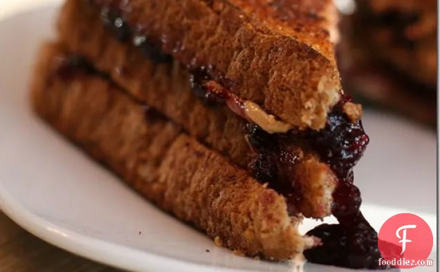 Grilled Cashew Butter And Blueberry Sandwich