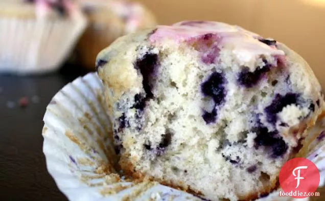 Wild Blueberry Lemon Muffins With Lemon Glaze