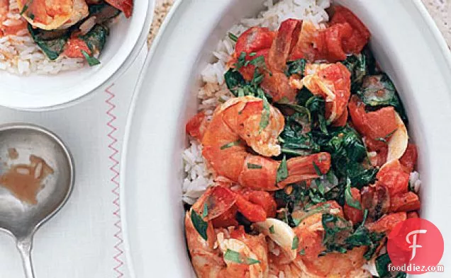 पालक के साथ झींगा स्कैम्पी