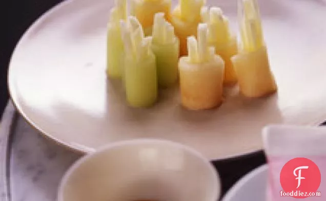 Cold Fruit Sushi With Honey Dipping Sauce