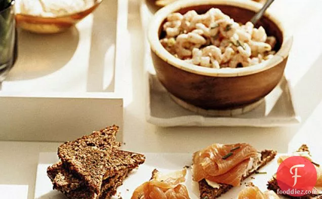 Herbed Bay Shrimp with Rye Crackers