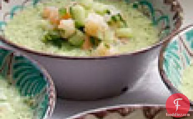 Cucumber Gazpacho with Shrimp and Melon