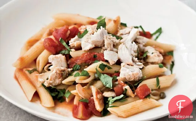 Penne Rigate with Spicy Braised Swordfish