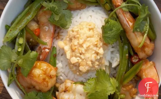 Shrimp With Sugar Snap Peas And Cashew Butter