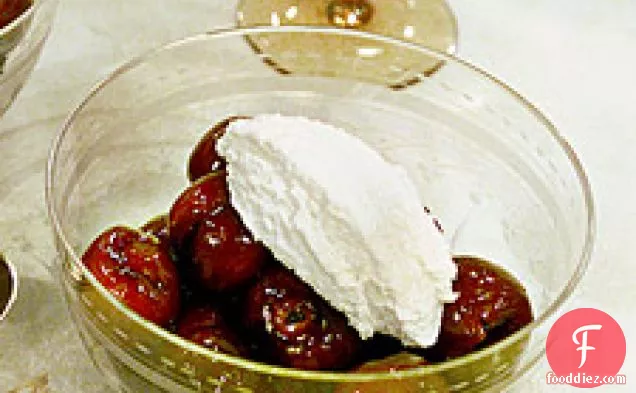 Poached Cherries With Ricotta