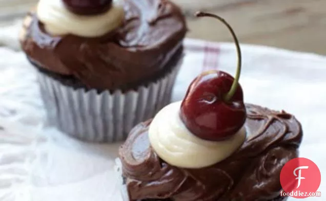 Sour Cherry-filled Chocolate Cupcakes
