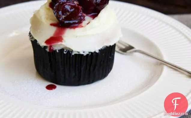 Baked Cherry And Almond Cupcakes With Mascarpone Frosting