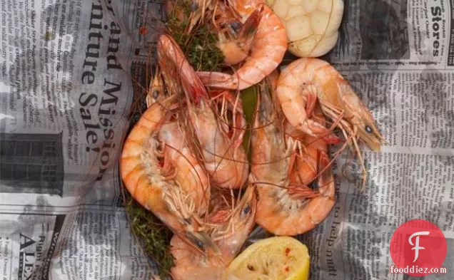 Steamed Shrimp With Lager, Lemon And Thyme