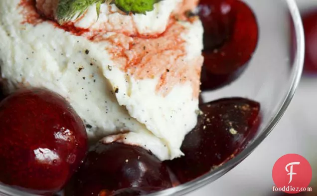 Ricotta Mousse With Balsamic-pepper Cherries