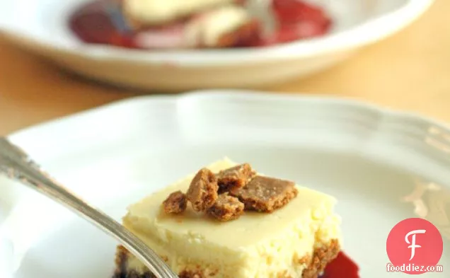 Goat Cheese Cheesecake With Cherry Coulis & Homemade Graham Cra