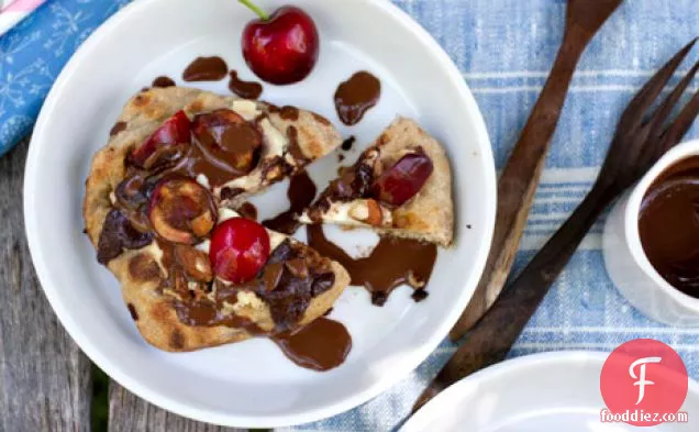 Chocolate Cherry Ricotta Grilled Pizzas