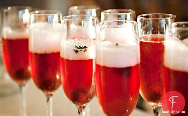 Cherry Thyme Champagne Cocktail