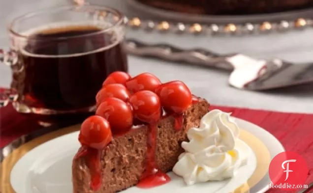 Fudgy Cheesecake With Cherry Sauce