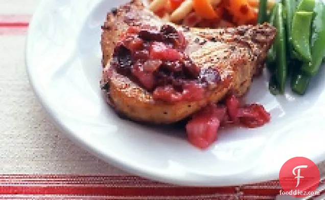 Pork Chops With Rhubarb-cherry Sauce