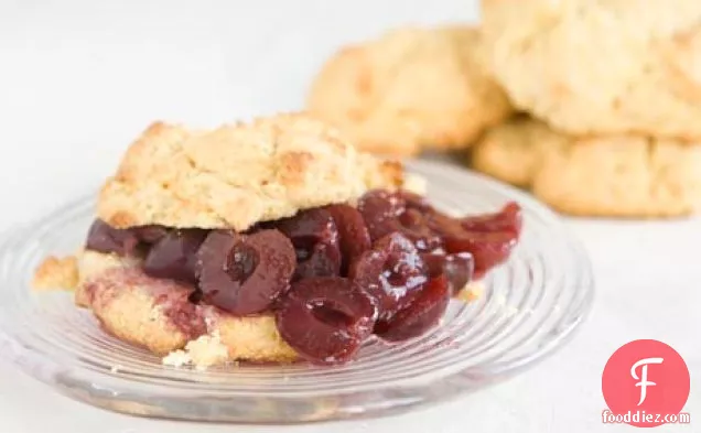 Corn Shortcakes With Cherry Compote