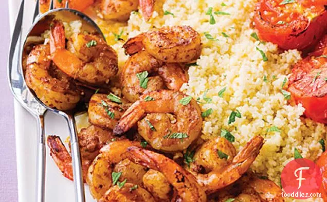 Harissa Shrimp with Couscous, Tomatoes, and Mint