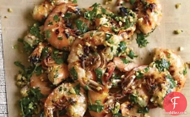 Grilled Shrimp With Cilantro, Lime, And Peanuts