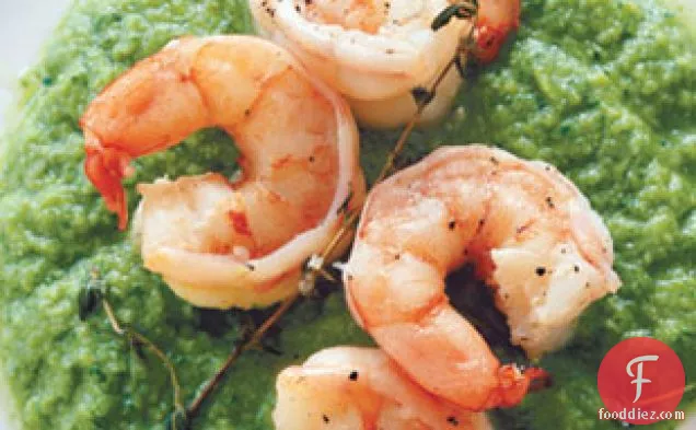 Olive-Oil-Poached Shrimp with Winter Pistou