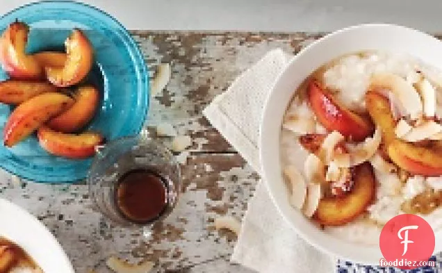 Coconut Breakfast Pudding With Sauteed Nectarines
