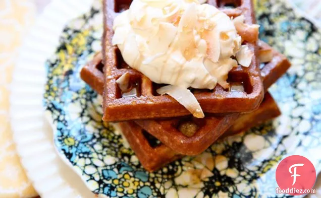 Gluten-free Toasted Coconut Waffles With Maple Cream