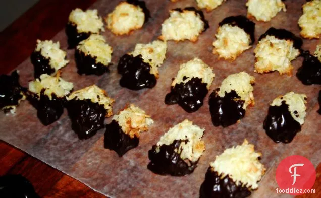 Chocolate-dipped Coconut Orange Macaroons