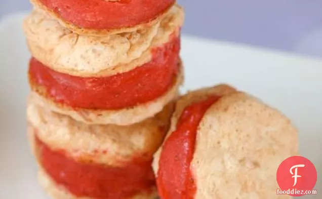 Strawberry, Rose, And Coconut Sorbet Sandwiches