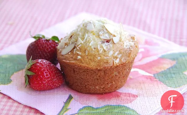 Fresh Strawberry, Almond, And Coconut Muffins