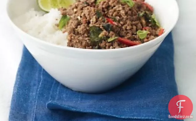 Thai Beef With Chiles And Basil Over Coconut Rice