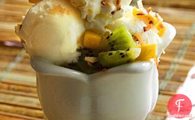 Coconut Frozen Yogurt With Tropical Fruit