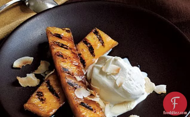 Rum-Spiked Grilled Pineapple with Toasted Coconut