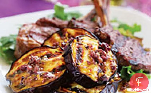 Grilled Eggplant with Olive, Orange & Anchovy Vinaigrette