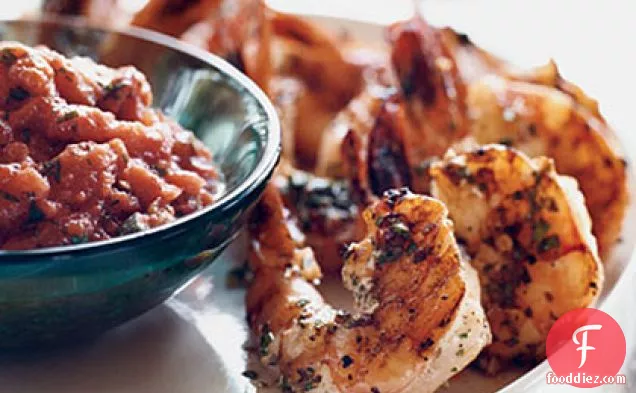 अदरक-लहसुन झींगा टेंगी टोमैटो सॉस के साथ