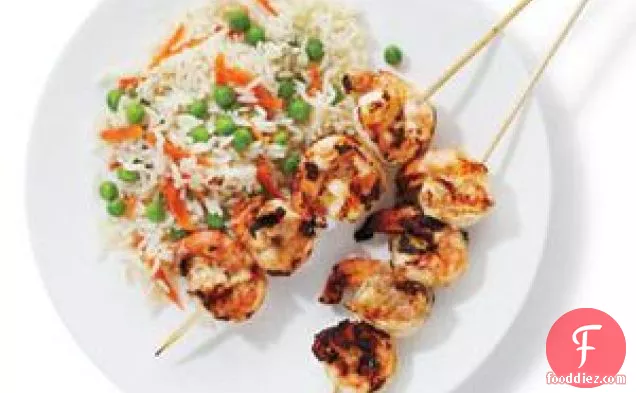 Tandoori Shrimp With Rice And Peas
