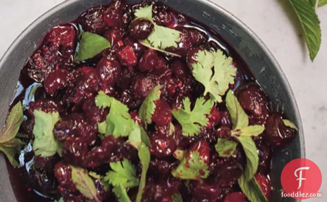 Cranberry Sauce with Red Wine, Pomegranate Molasses, and Mediterranean Herbs