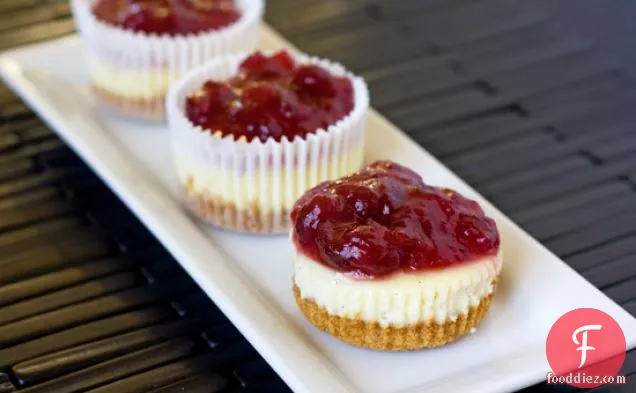 Mini Vanilla Bean Cheesecakes With Holiday Cranberry Topping