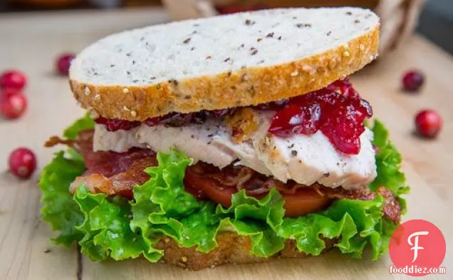 Roast Turkey Club Sandwich with Cranberry Sauce