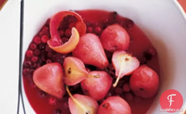 Cranberry-poached Pears