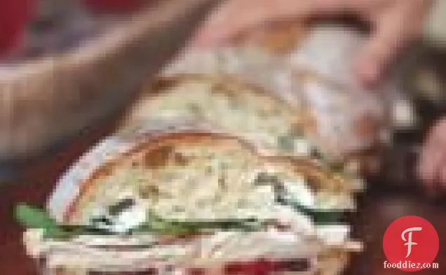 Italian Loaf With Turkey, White Cheddar And Cranberry Sauce
