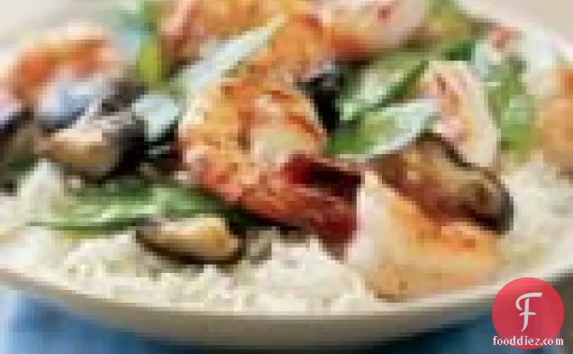 Stir-fried Shrimp With Snow Peas And Mushrooms