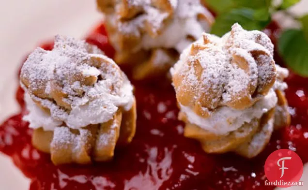 Pumpkin-Spiced Profiteroles With Warm Cranberry Compote