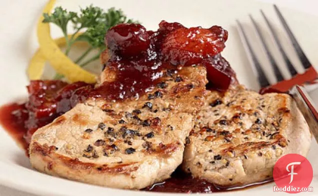 Peppercorn Pork Medallions with Cranberry Sauce