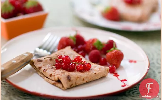 Chestnut, Quinoa Crêpes With Red Currants And Ricotta Cream