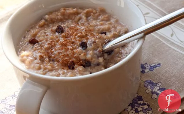 Steel Cut Oatmeal With Maple Syrup, Currants And Coconut