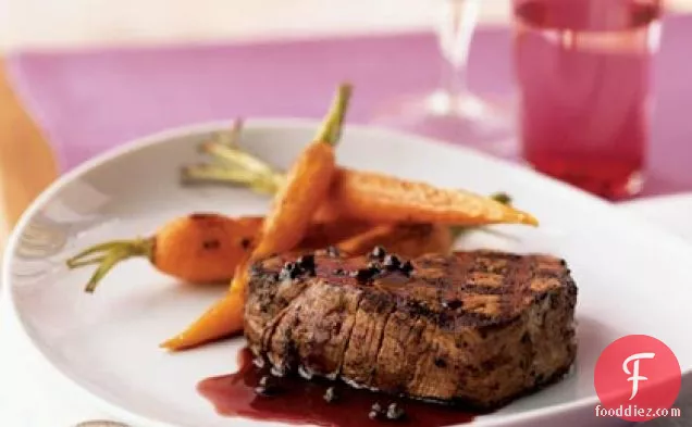 Filet Mignon with Red Currant-Green Peppercorn Sauce