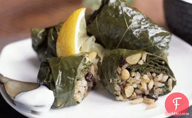 Grape Leaves Stuffed with Rice, Currants, and Herbs