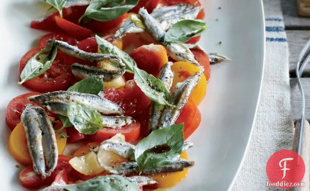 Tomato-and-Anchovy Salad with Garlic Cream