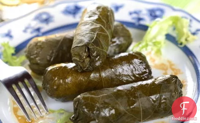 Grape Leaves Stuffed with Pine Nuts, Currants, and Golden Raisins