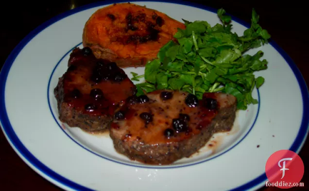 Laurie L.’s Pork “chops” With Black Currant Reduction