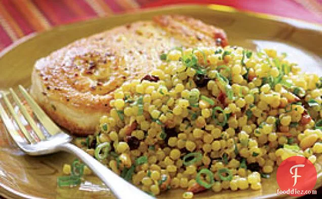 Israeli Couscous With Saffron, Toasted Pine Nuts & Currants